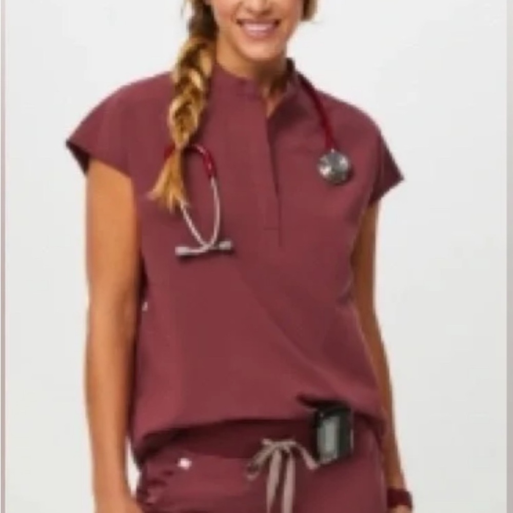 Figs Dark Cherry Rafaela Scrub Top XS